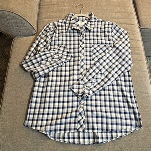 Vineyard Vines Relaxed Gray Blue Plaid Checkered Casual Button Top Shirt Size 12